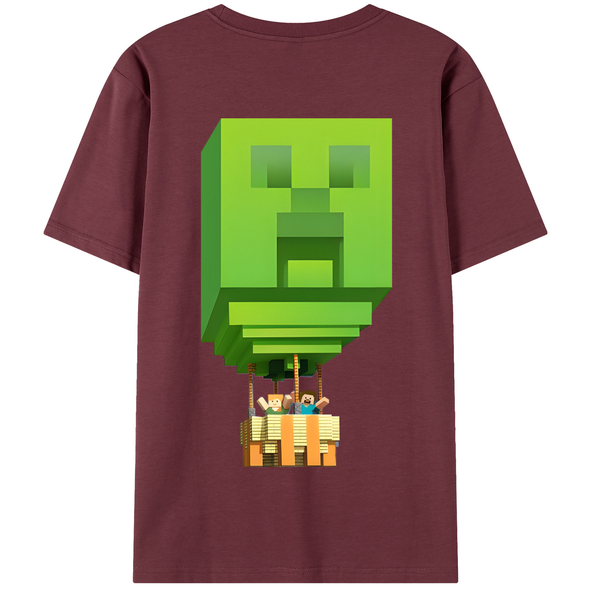 （画像用） マインクラフト ブロックの世界 Minecraft MC Block world 綿100％半袖Tシャツ（背面プリント）